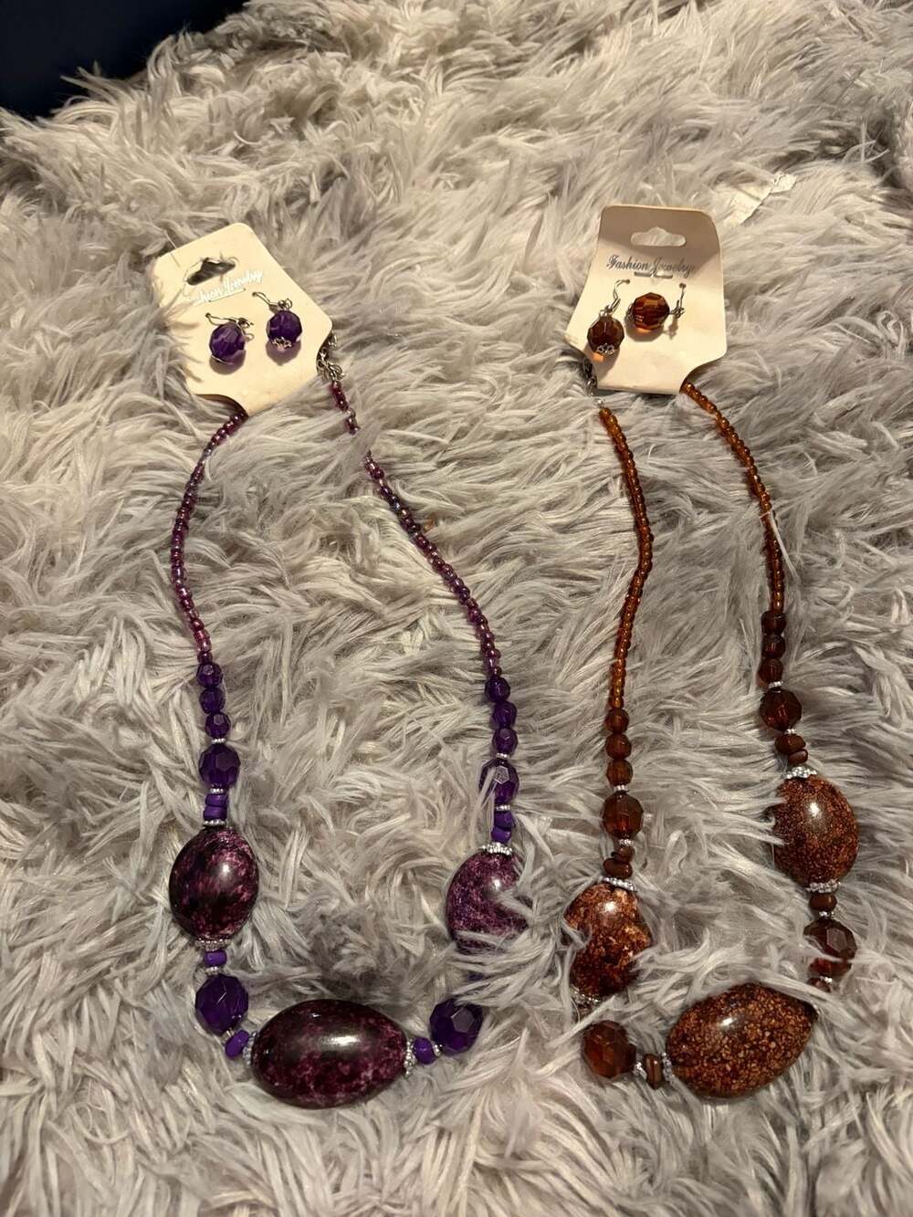 Set of 2 Fashion/costume Jewelry Beaded Necklace & Earring Sets